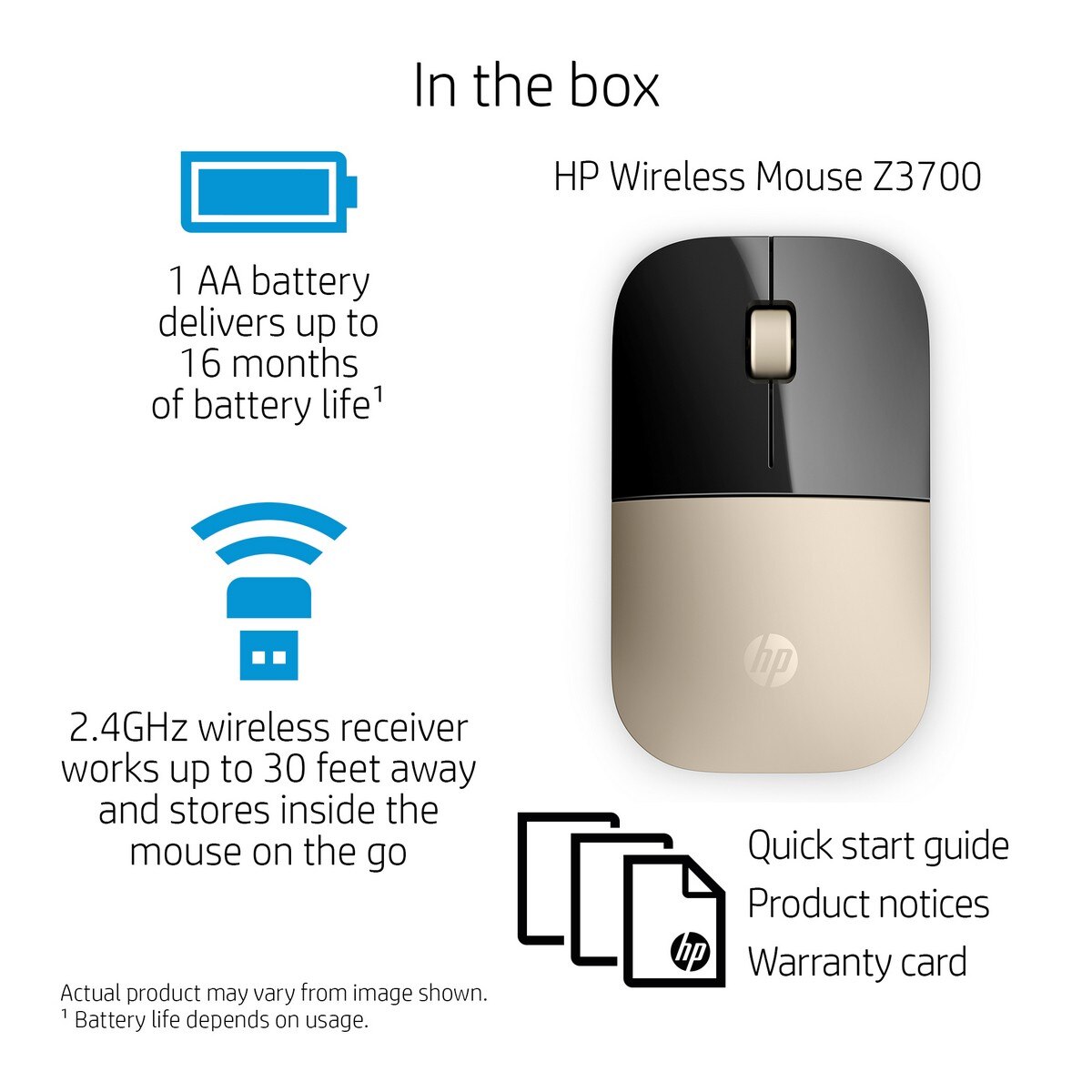 Rato HP Z3700 Sem Fios - Dourado 6