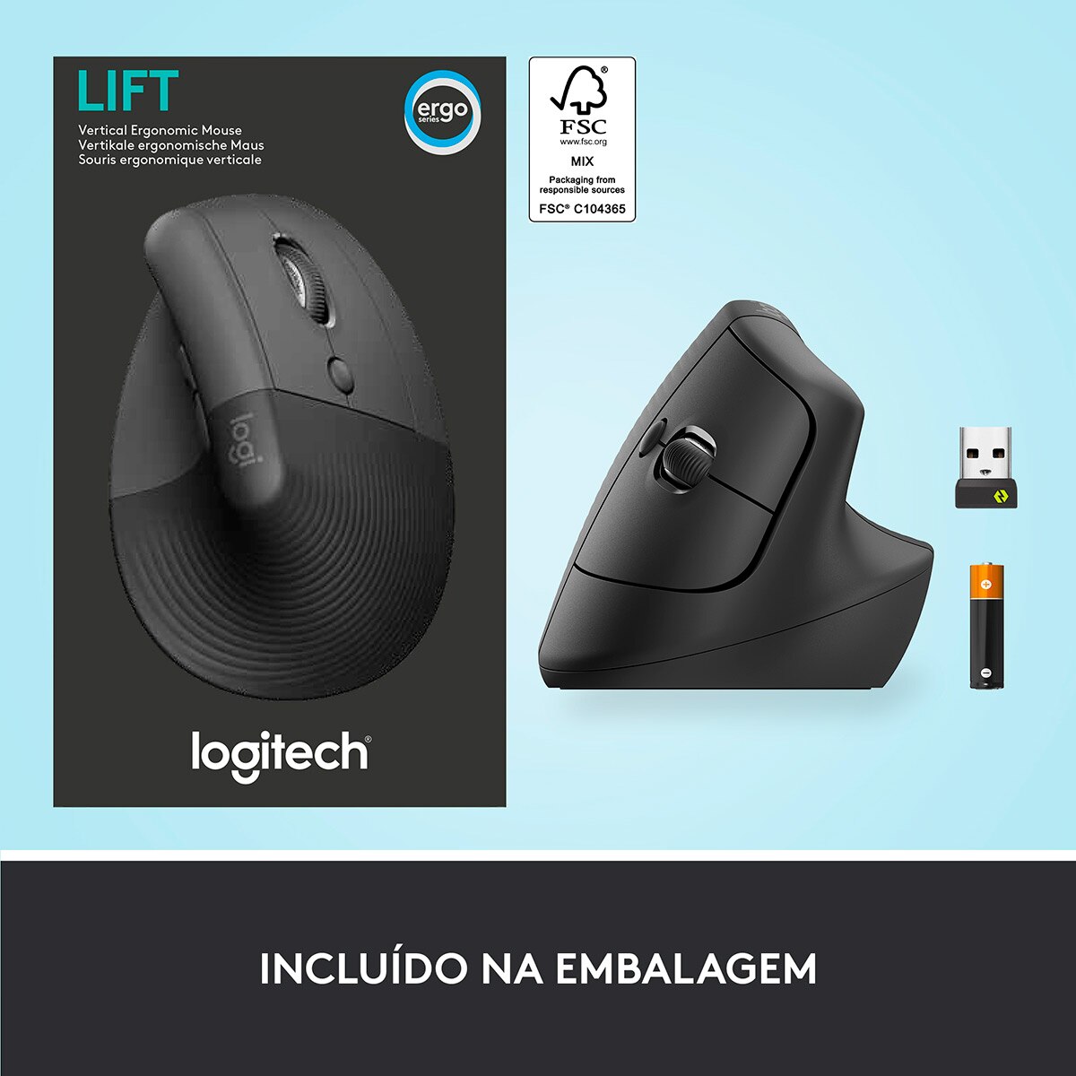 Rato Laser Logitech Lift Vertical Ergonomic Wireless/Bluetooth 4000DPI - Graphite 7