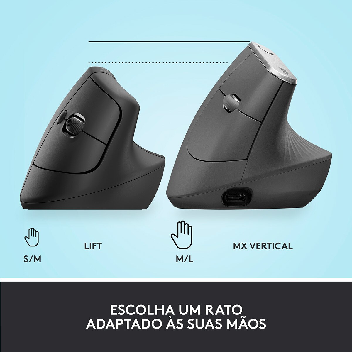 Rato Laser Logitech Lift Vertical Ergonomic Wireless/Bluetooth 4000DPI - Graphite 8