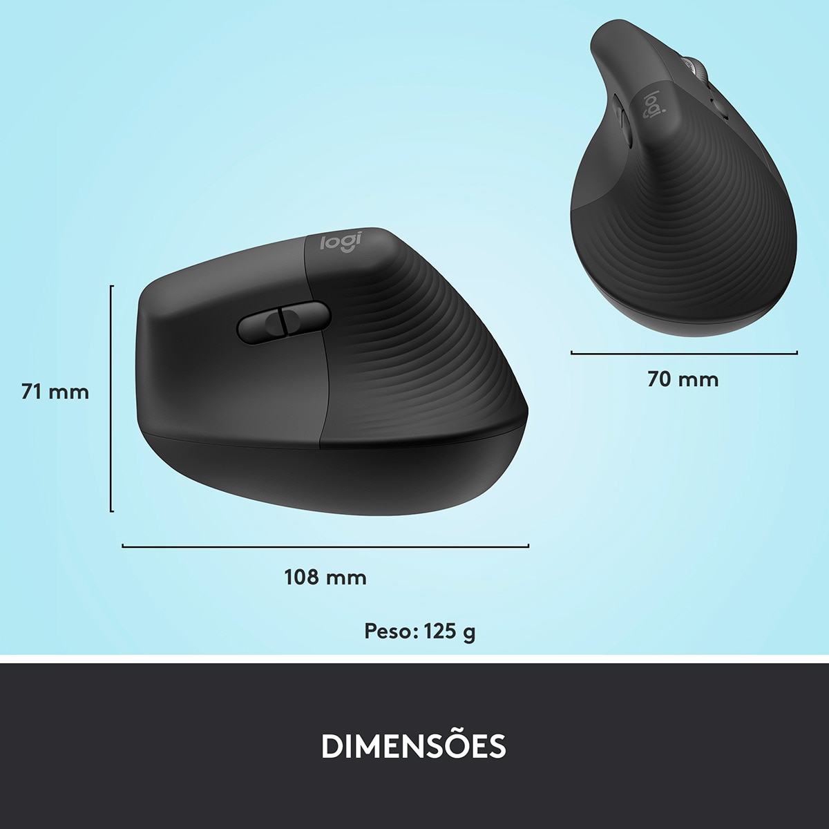 Rato Laser Logitech Lift Vertical Ergonomic Wireless/Bluetooth 4000DPI - Graphite 9