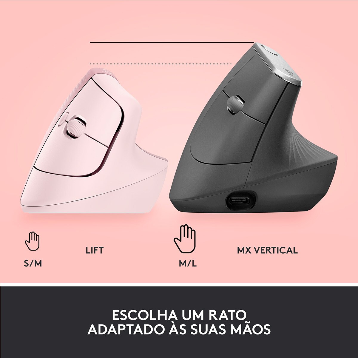 Rato Laser Logitech Lift Vertical Ergonomic Wireless/Bluetooth 4000 DPI - Rosa 8