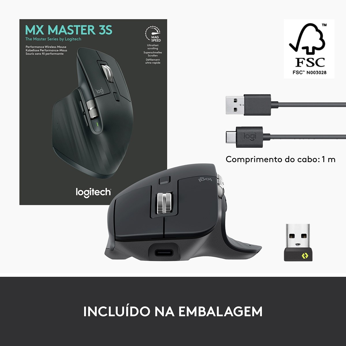 Rato Óptico MX Master 3s Wireless, Bluetooth 8000DPI - Grafite Grafite-10