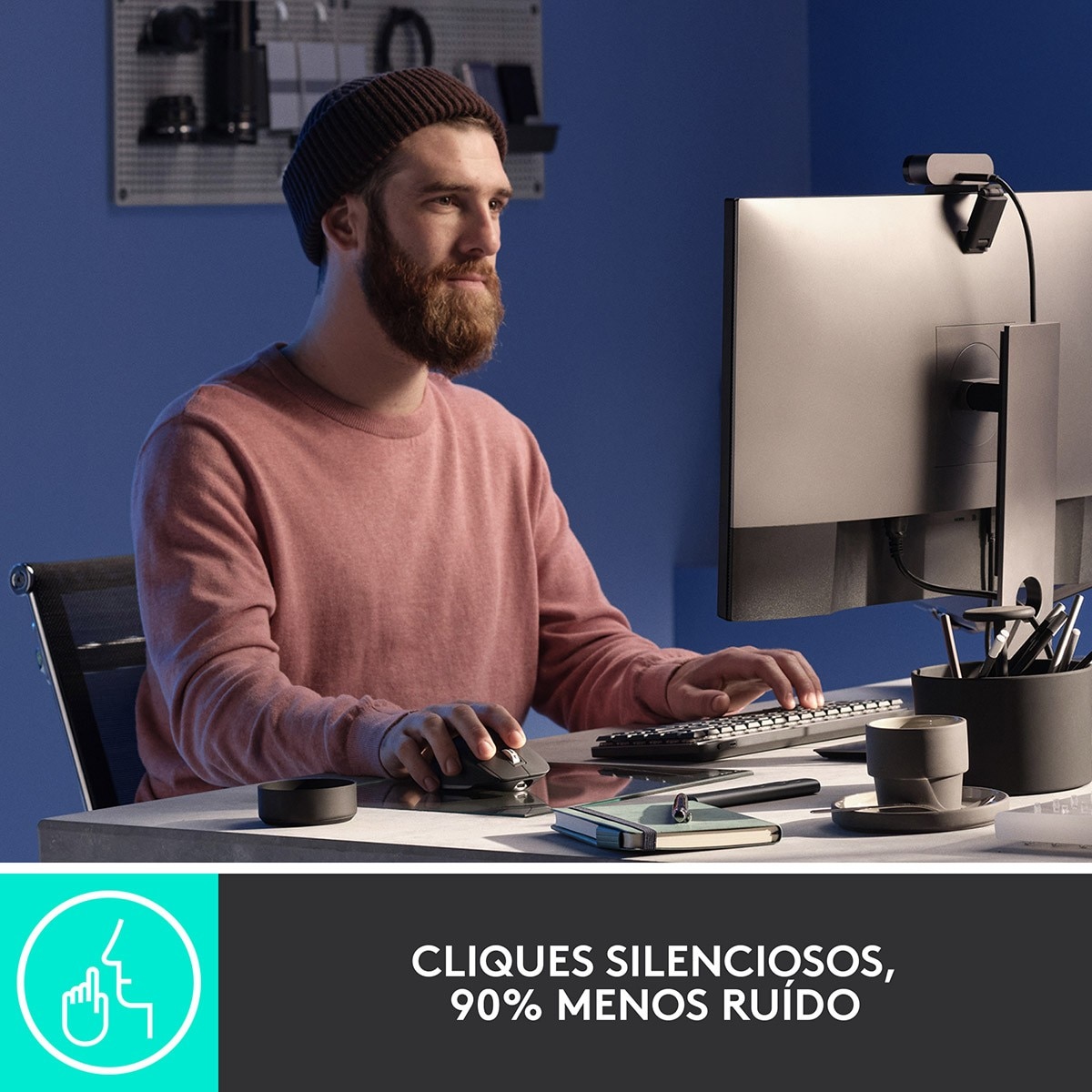 Rato Óptico MX Master 3s Wireless, Bluetooth 8000DPI - Cinzento Claro Cinzento-claro-3