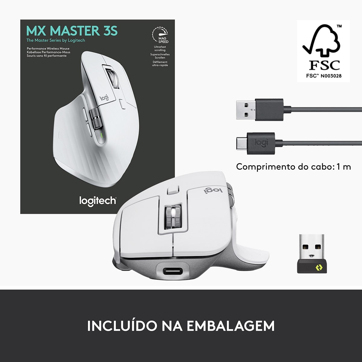 Rato Óptico MX Master 3s Wireless, Bluetooth 8000DPI - Cinzento Claro Cinzento-claro-10