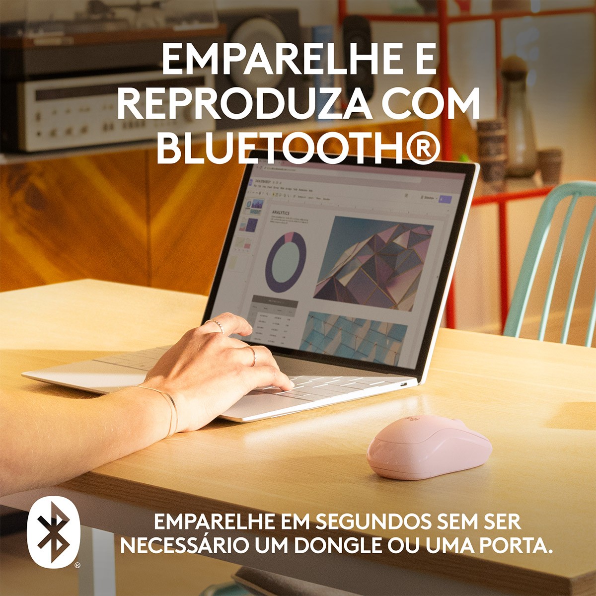Rato Óptico Logitech M240 Silent Bluetooth 4000DPI - Rosa 2