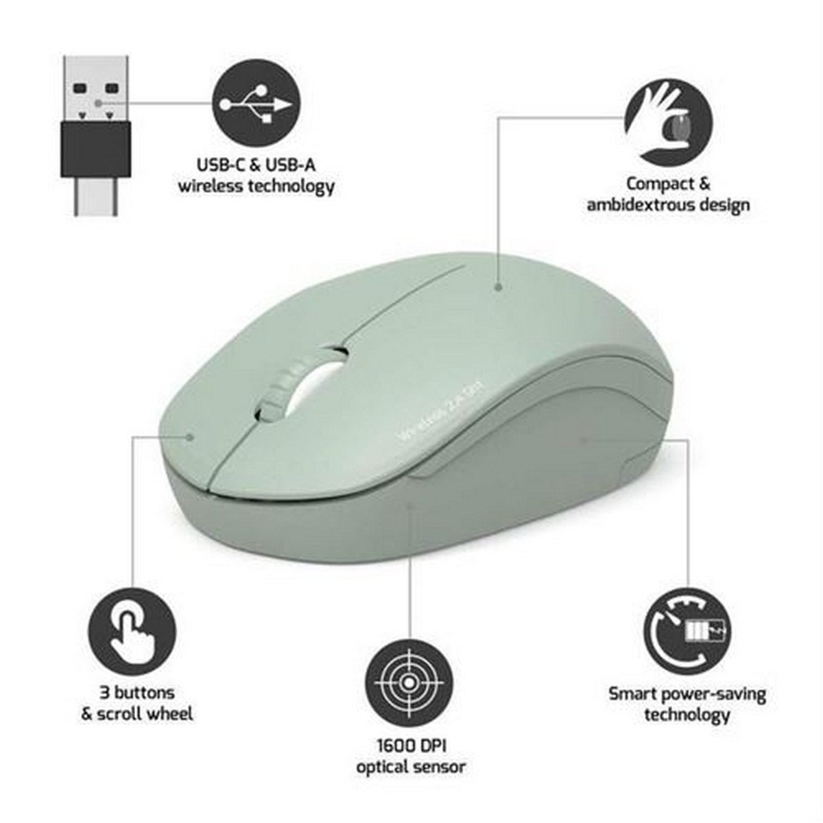 Rato Óptico Wireless Port Collection II - Oliva 4