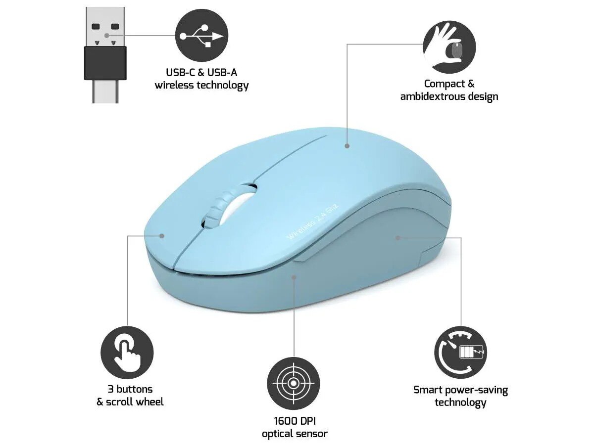 Rato Óptico Wireless Port Collection II - Azul 6