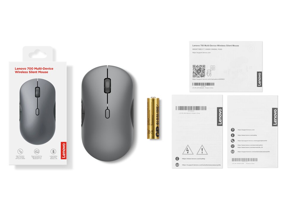 Rato Lenovo 700 Multi-Device Wireless Silent Mouse - Luna Grey Luna Grey-6