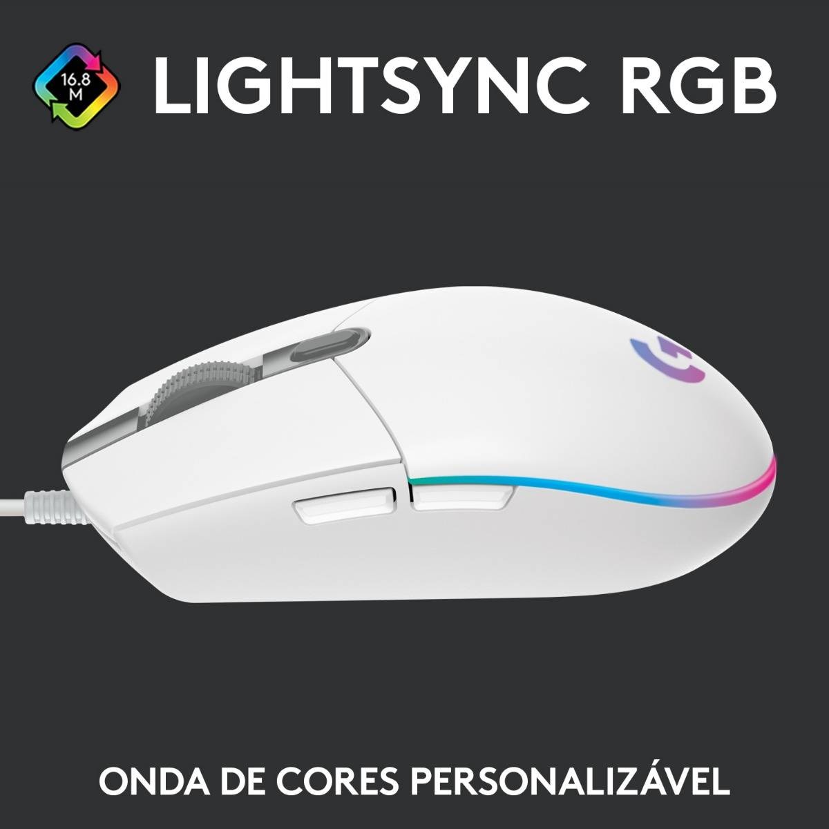 Rato Óptico Logitech Gaming G203 Lightsync RGB 8000DPI - Branco Branco-2