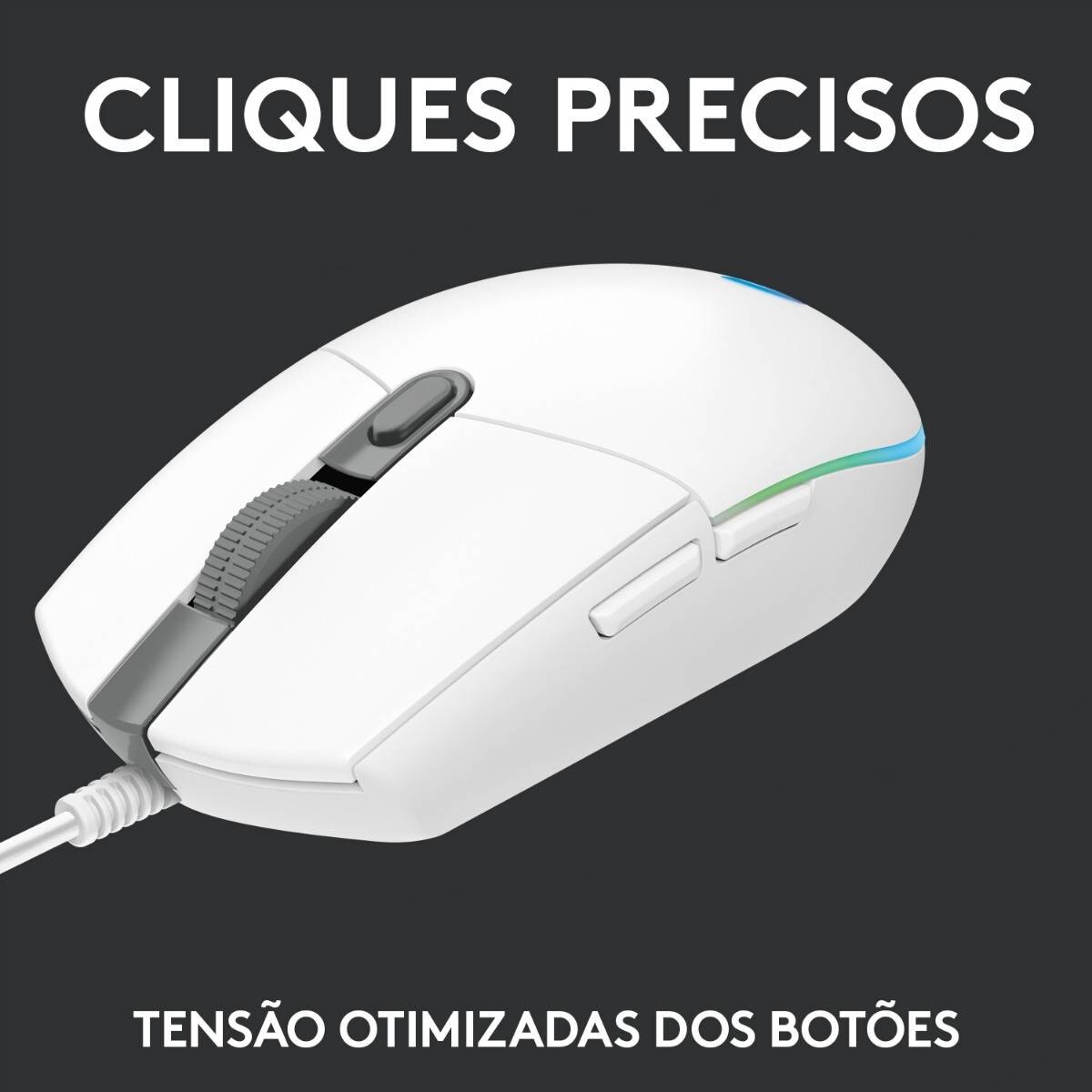 Rato Óptico Logitech Gaming G203 Lightsync RGB 8000DPI - Branco Branco-5