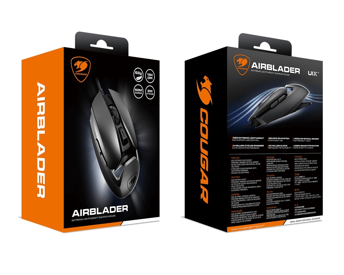 Rato Gaming Cougar Airblader de 6 Botões, 16000 DPI - Preto Black-11