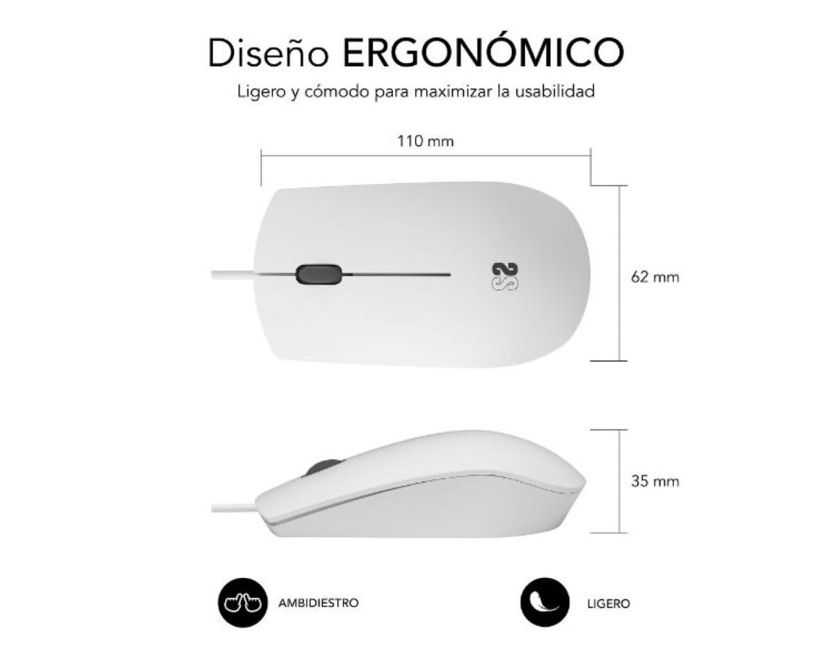 Rato Óptico Subblim Business USB 1200DPI - Branco 2