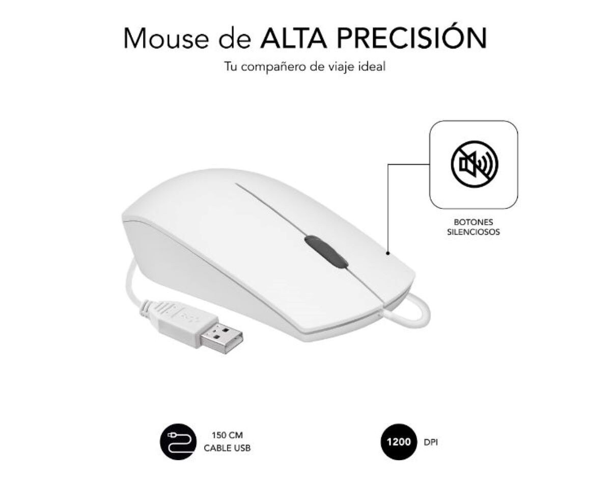 Rato Óptico Subblim Business USB 1200DPI - Branco 4