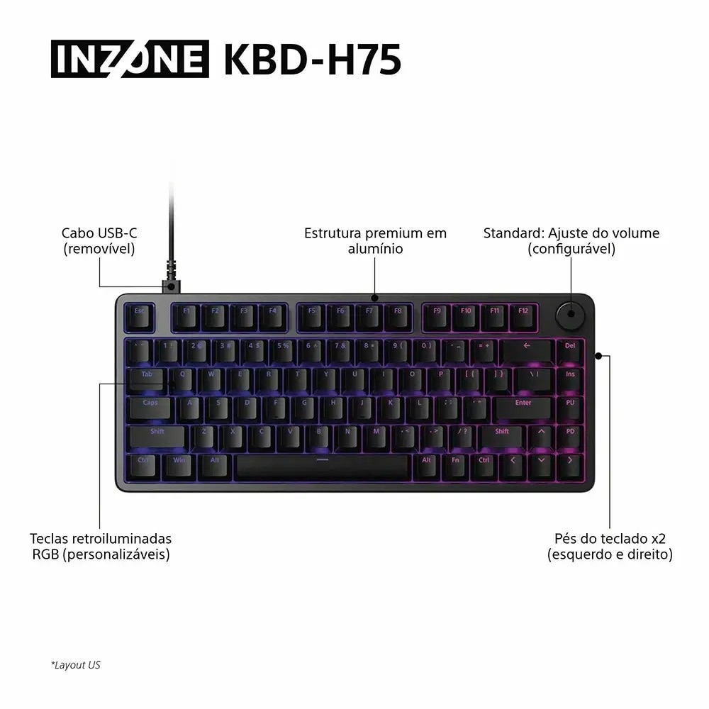 Teclado de Gaming Sony INZONE KBD-G900B - Preto 10