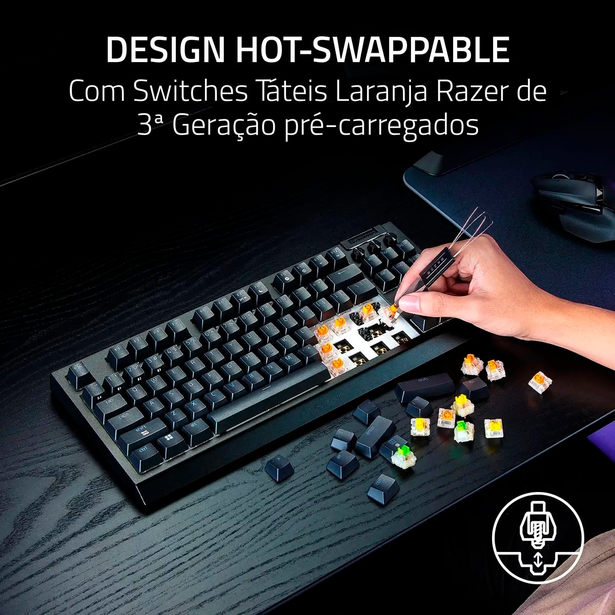 Teclado Gaming Razer BlackWidow V4 Tenkeyless HyperSpeed - Layout EUA 10