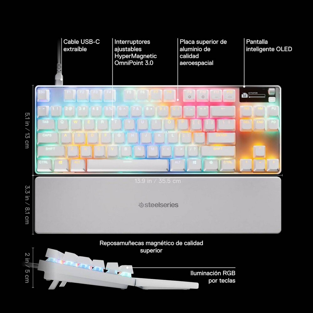 Teclado Mecânico Steelseries Apex Pro TKL Gen 3 RGB US - Branco Branco-4