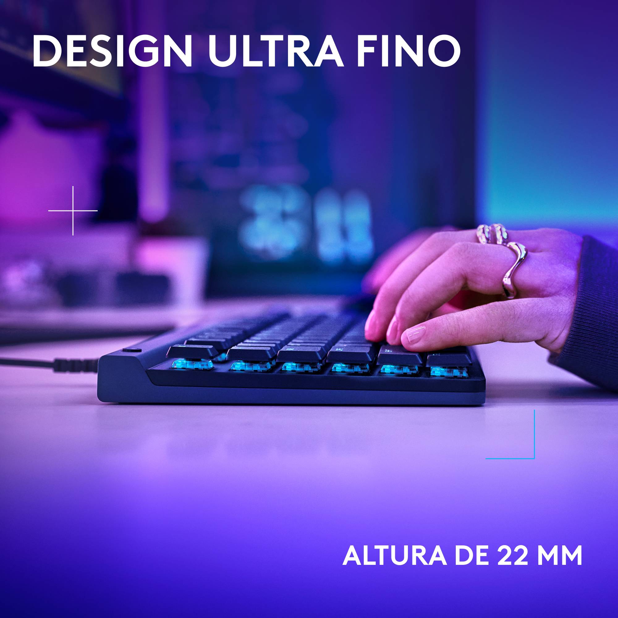 Teclado Mecânico Logitech Gaming G515 TKL RGB Wired PT GL Tactile Switches - Preto Preto-3