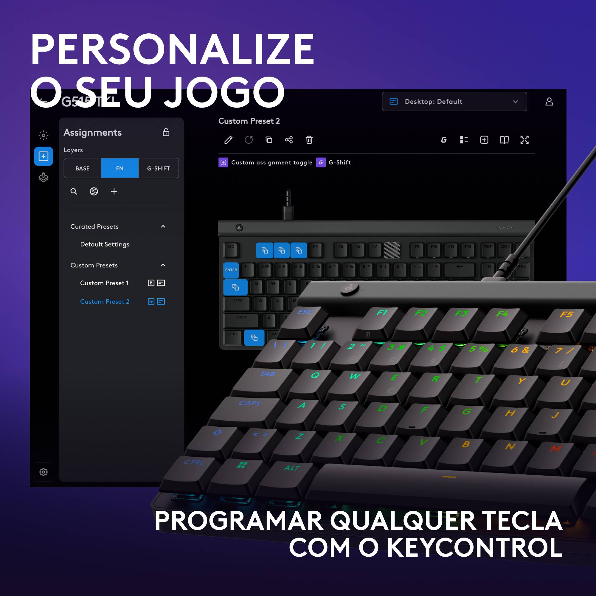 Teclado Mecânico Logitech Gaming G515 TKL RGB Wired PT GL Tactile Switches - Preto Preto-4
