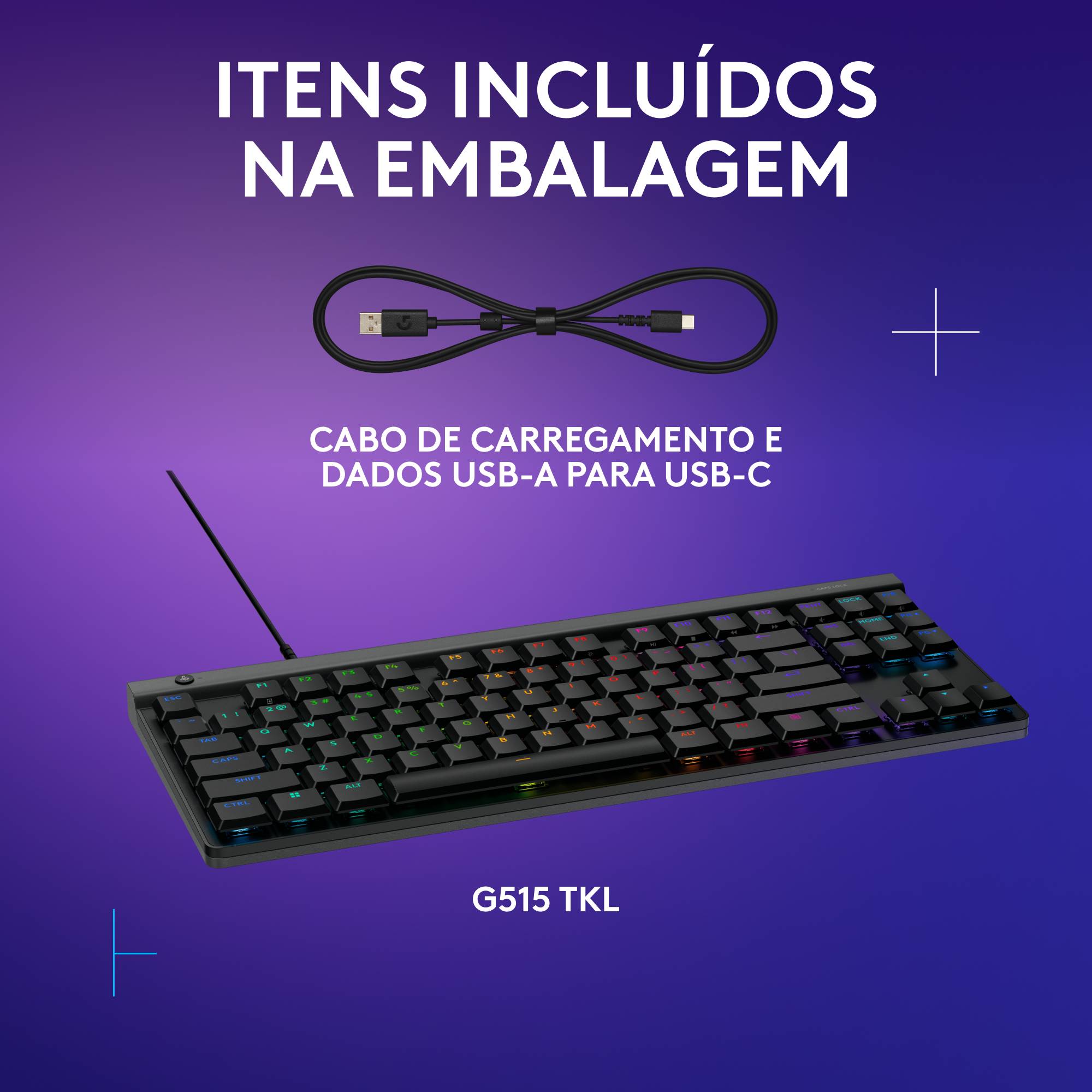 Teclado Mecânico Logitech Gaming G515 TKL RGB Wired PT GL Tactile Switches - Preto Preto-7