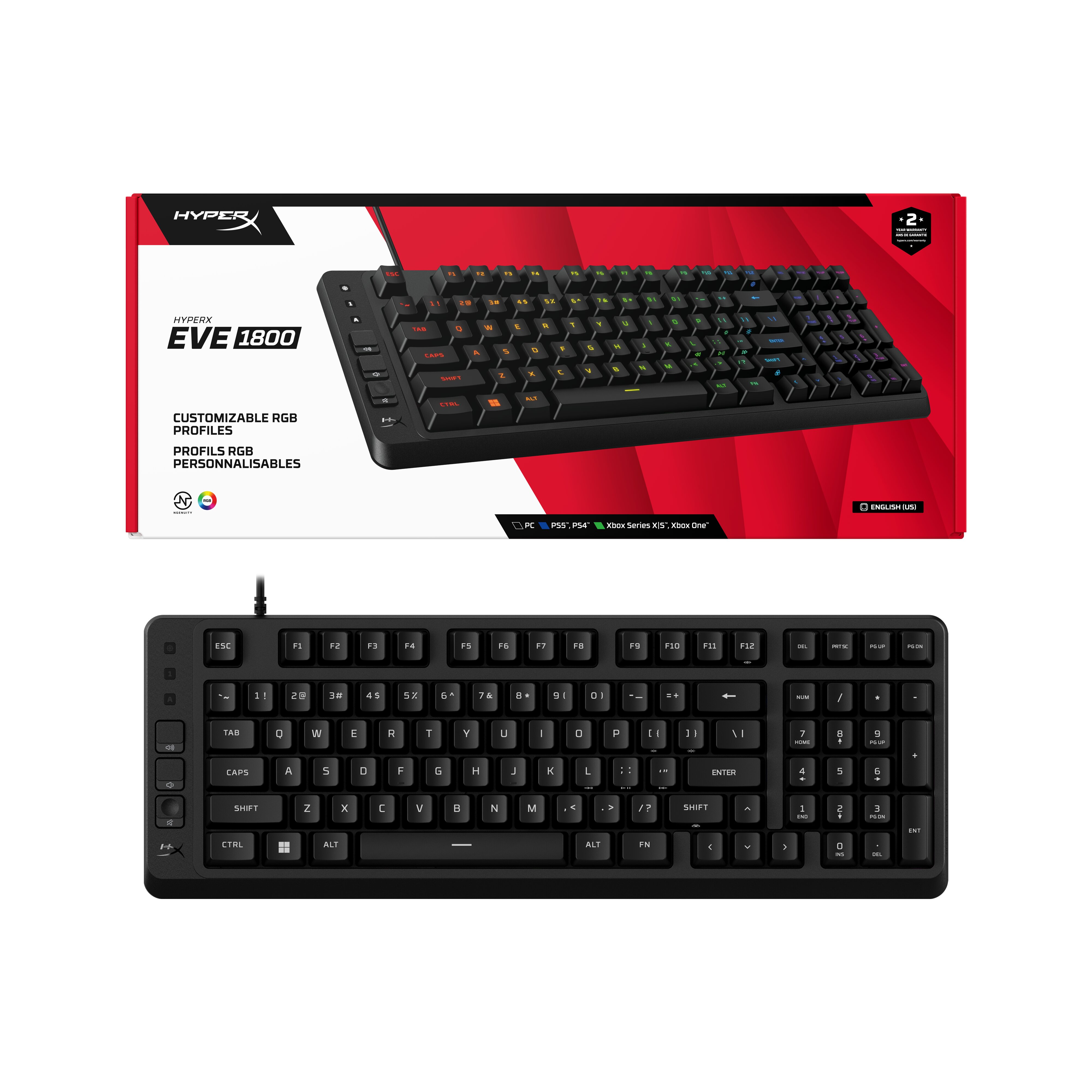 Teclado HyperX Eve 1800 Compact Gaming RGB PT - Preto Preto-5