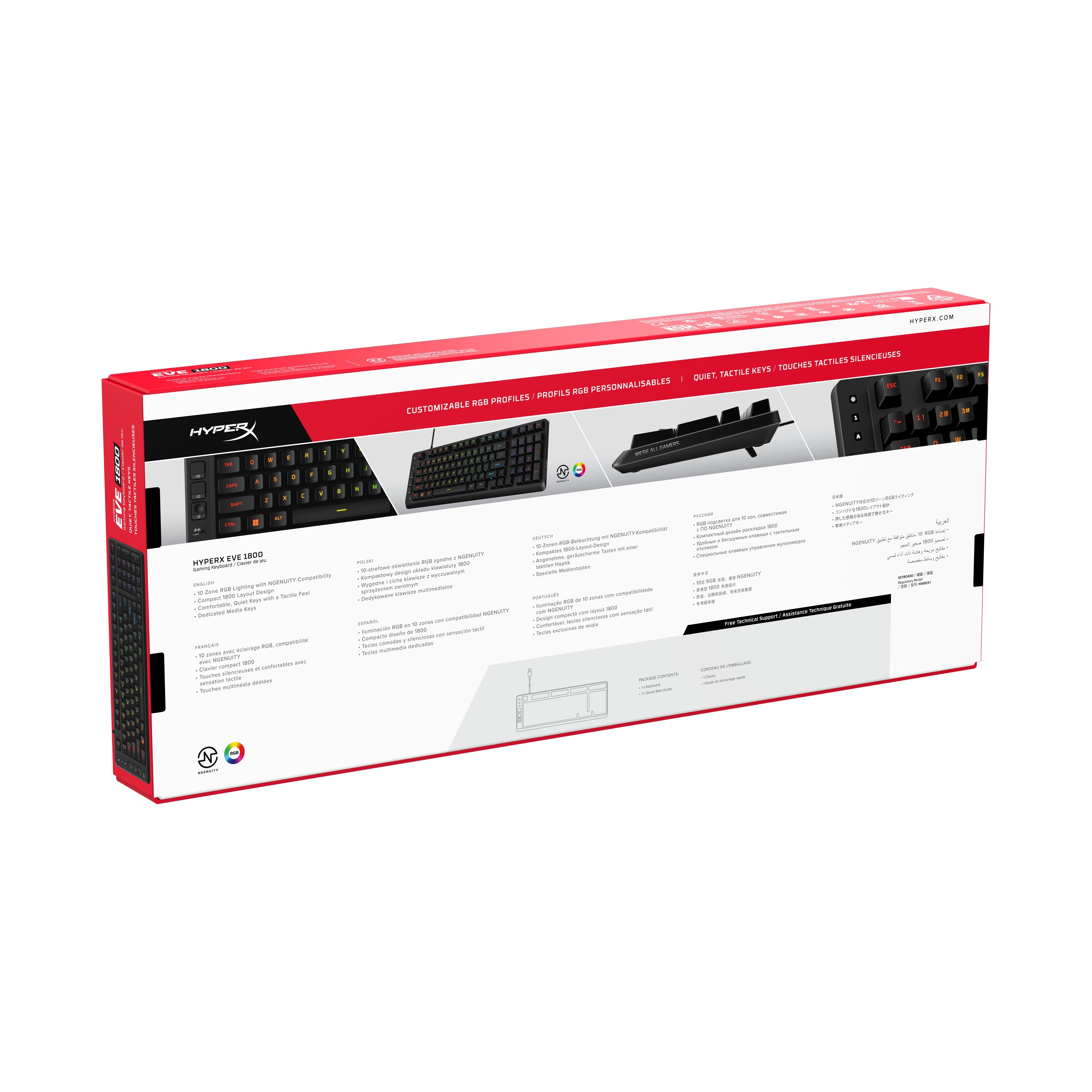 Teclado HyperX Eve 1800 Compact Gaming RGB PT - Preto Preto-6
