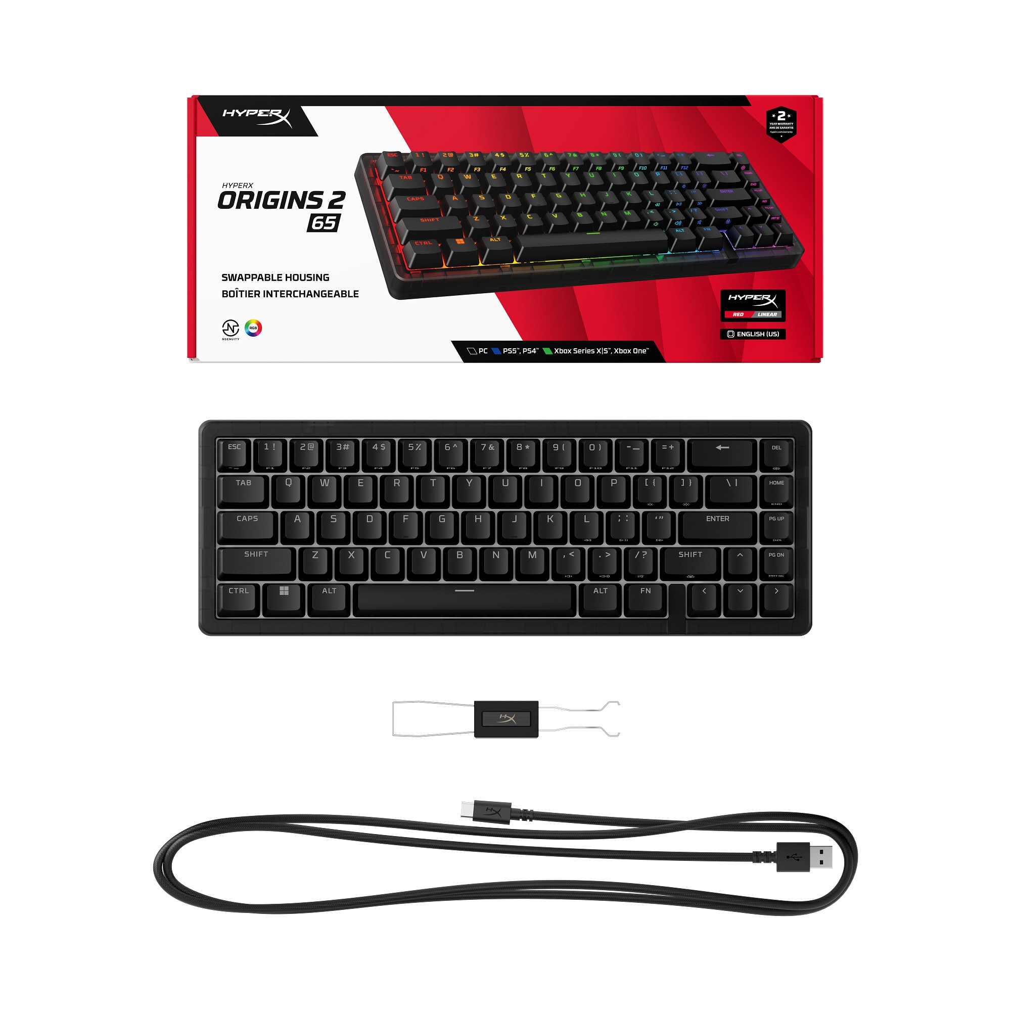 Teclado HyperX Origins 2 65 RGB Gaming PT Linear Switches - Preto Preto-5