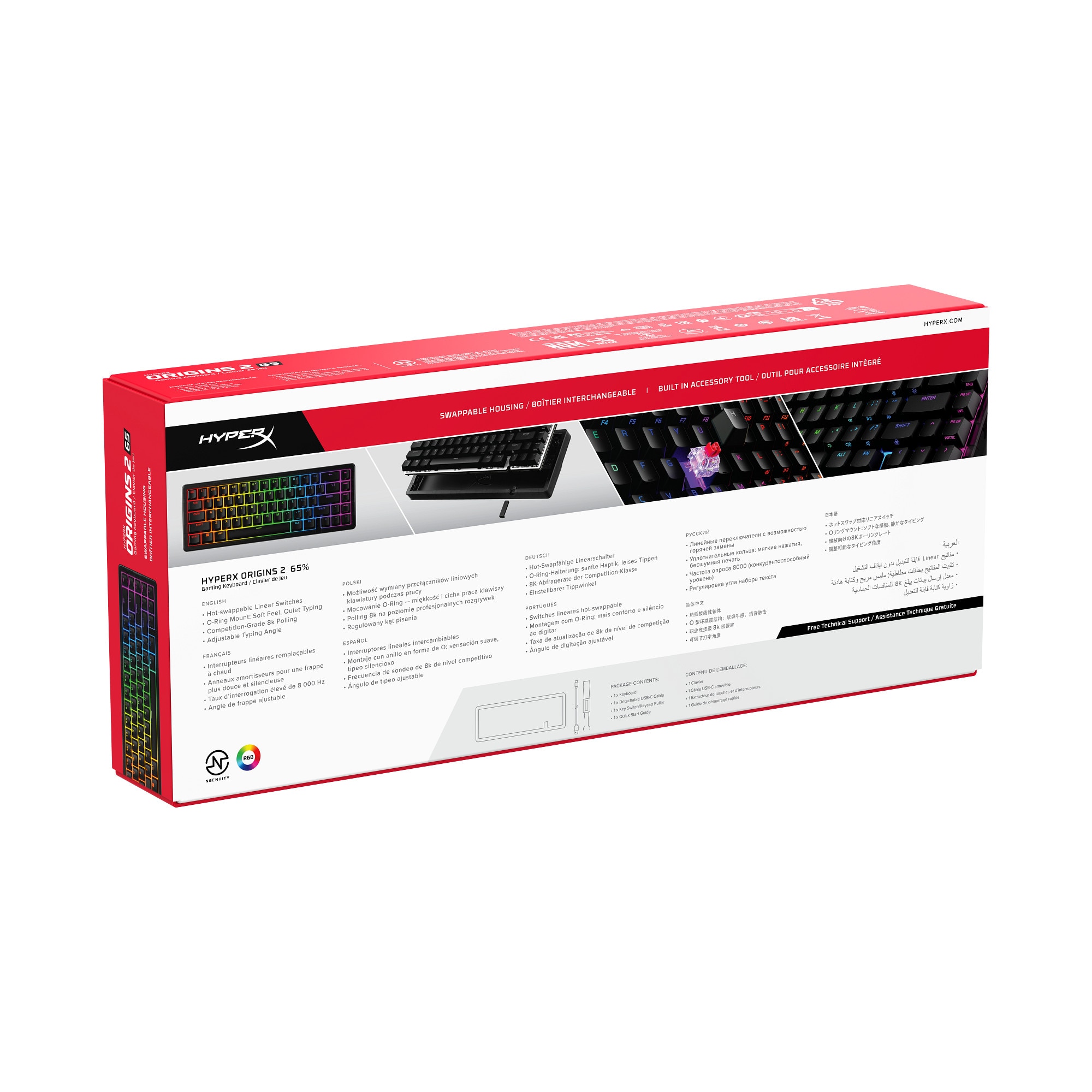 Teclado HyperX Origins 2 65 RGB Gaming PT Linear Switches - Preto Preto-7