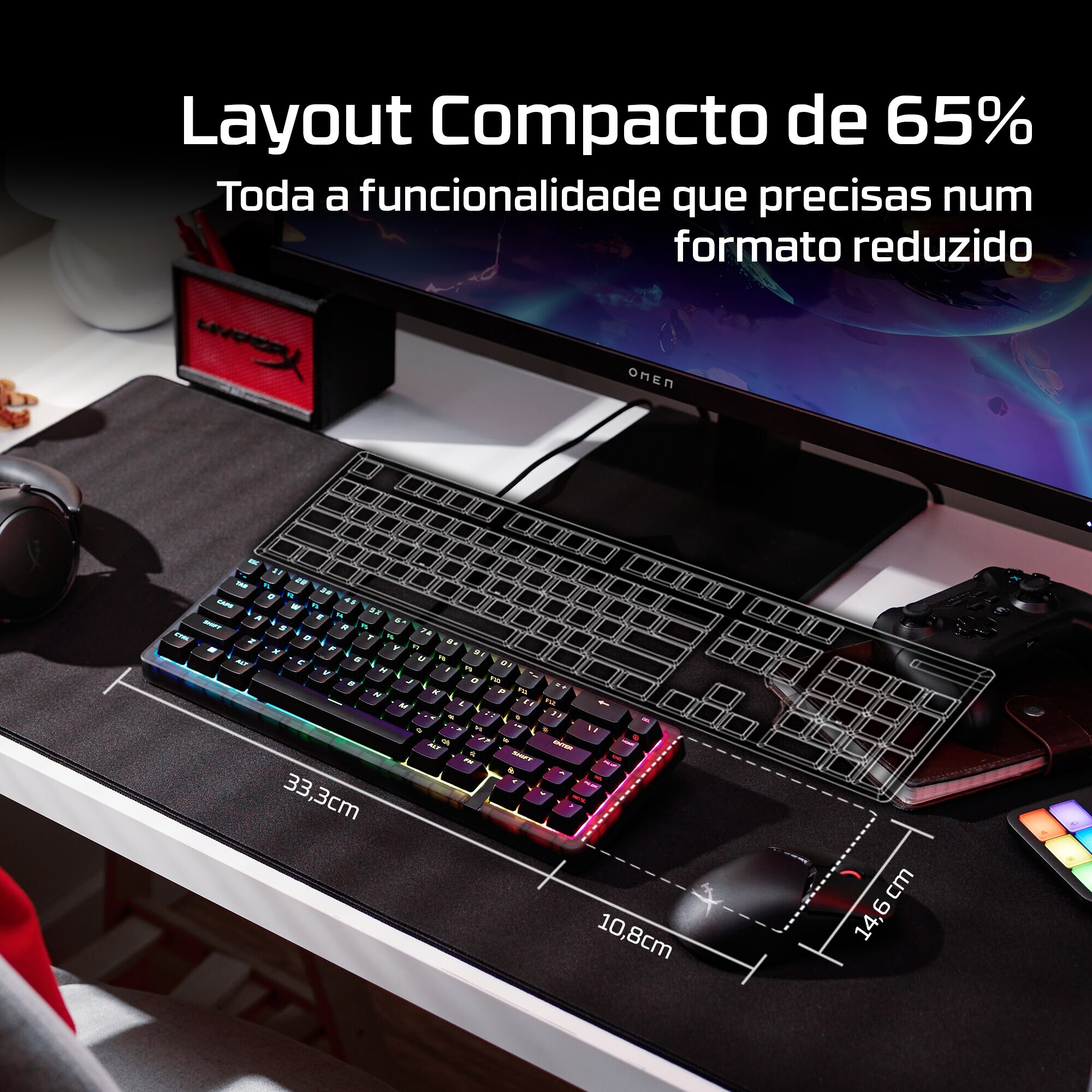 Teclado HyperX Origins 2 65 RGB Gaming PT Linear Switches - Preto Preto-8
