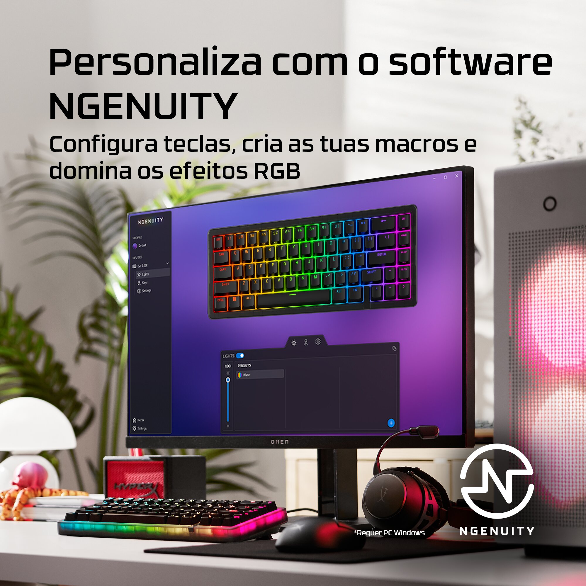 Teclado HyperX Origins 2 65 RGB Gaming PT Linear Switches - Preto Preto-12