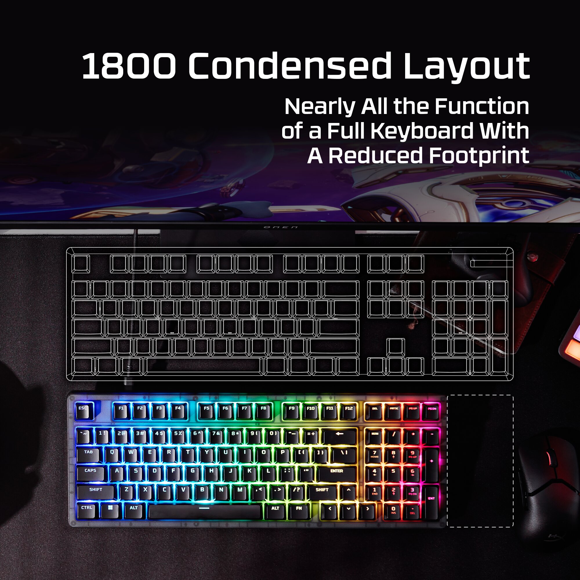 Teclado HyperX Origins 2 1800 Gaming RGB PT Red Linear Switches 6