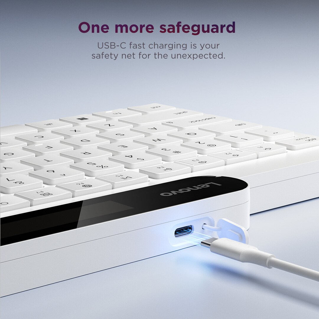 Teclado Lenovo 800 Bluetooth Autocarregável - Português 163 Teclas Branco-8