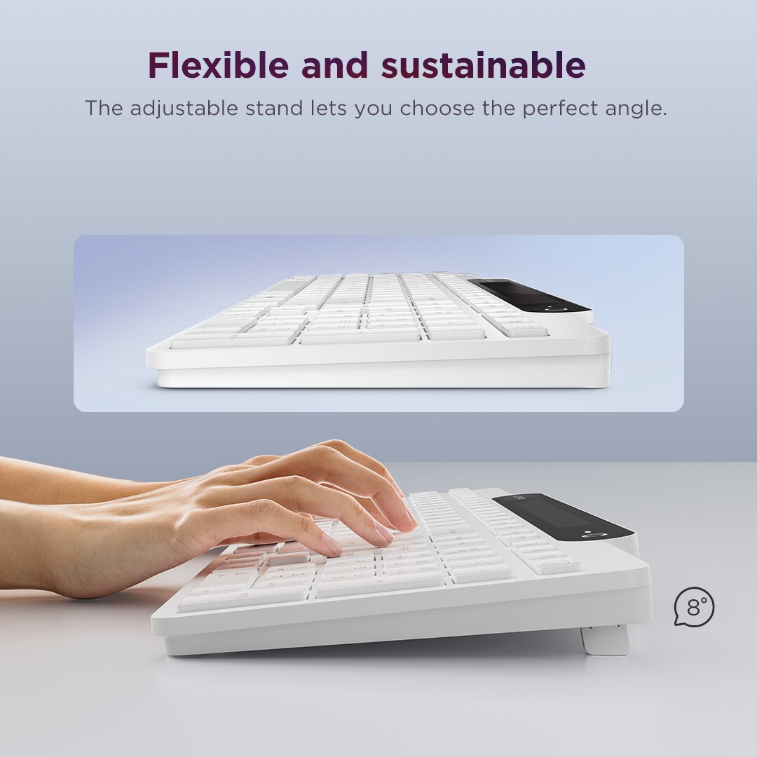Teclado Lenovo 800 Bluetooth Autocarregável - Português 163 Teclas Branco-10