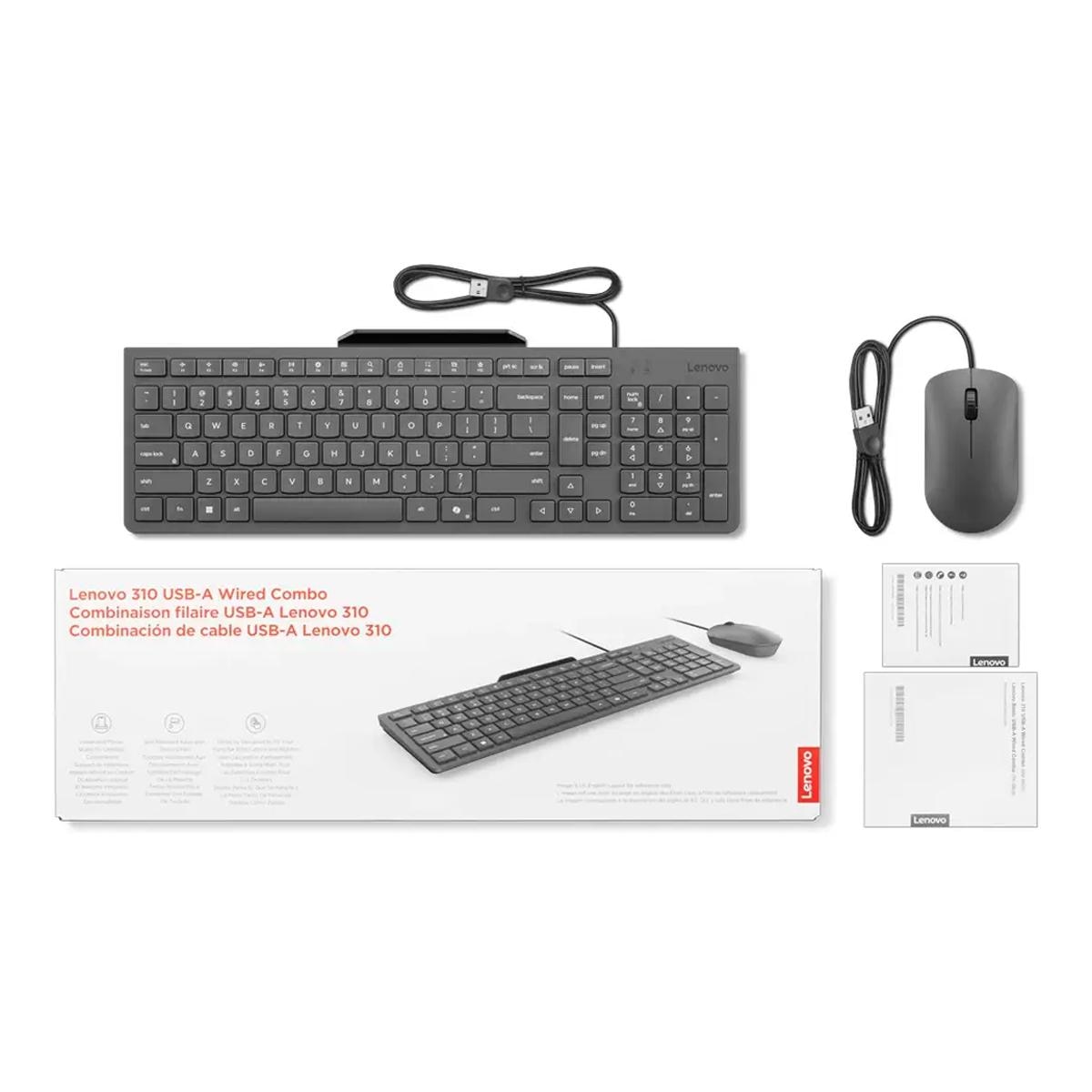 Teclado + Rato com Fios USB-A Lenovo 310 Luna Grey-4