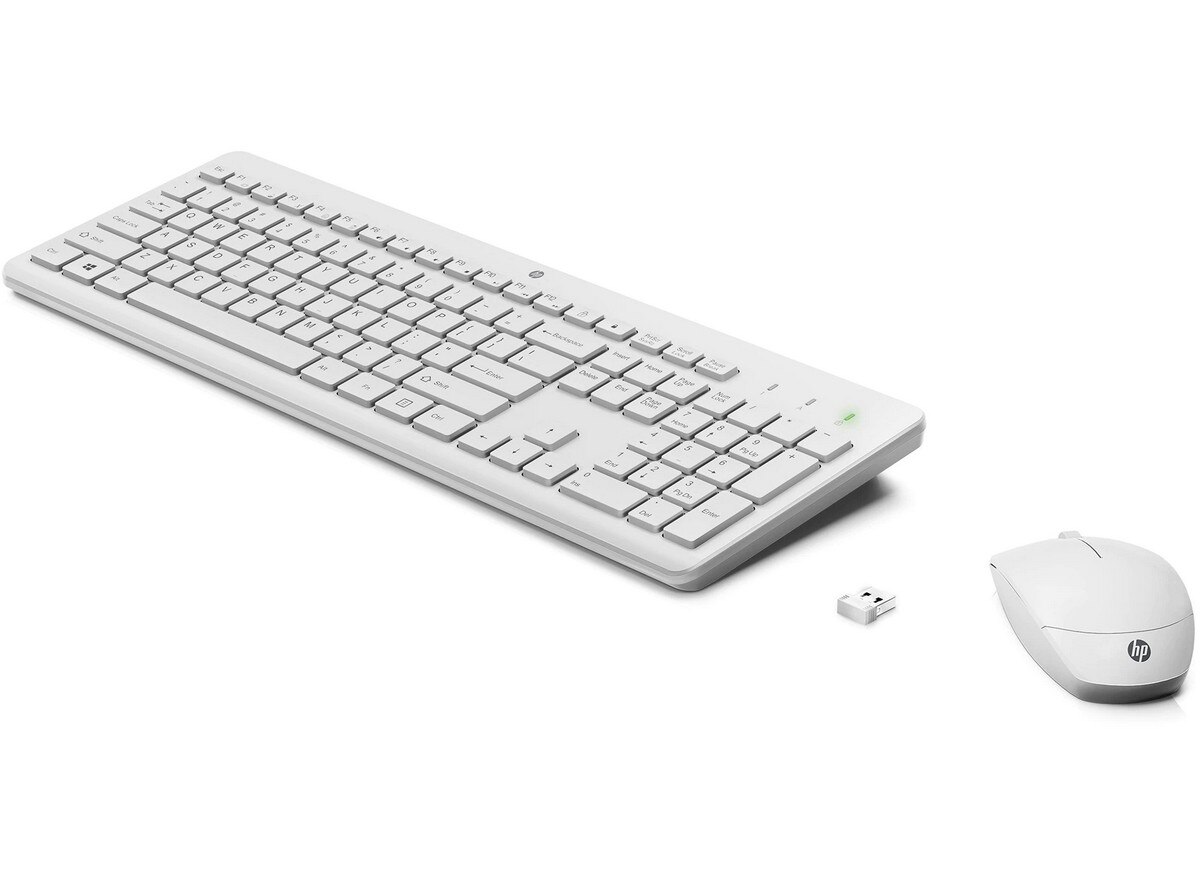 Teclado + Rato Sem Fios HP 230 - Branco Preto-2