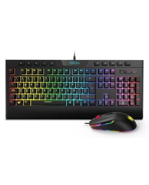 Imagem 0 de Kit Teclado + Rato Krom Kalyos RGB PT
