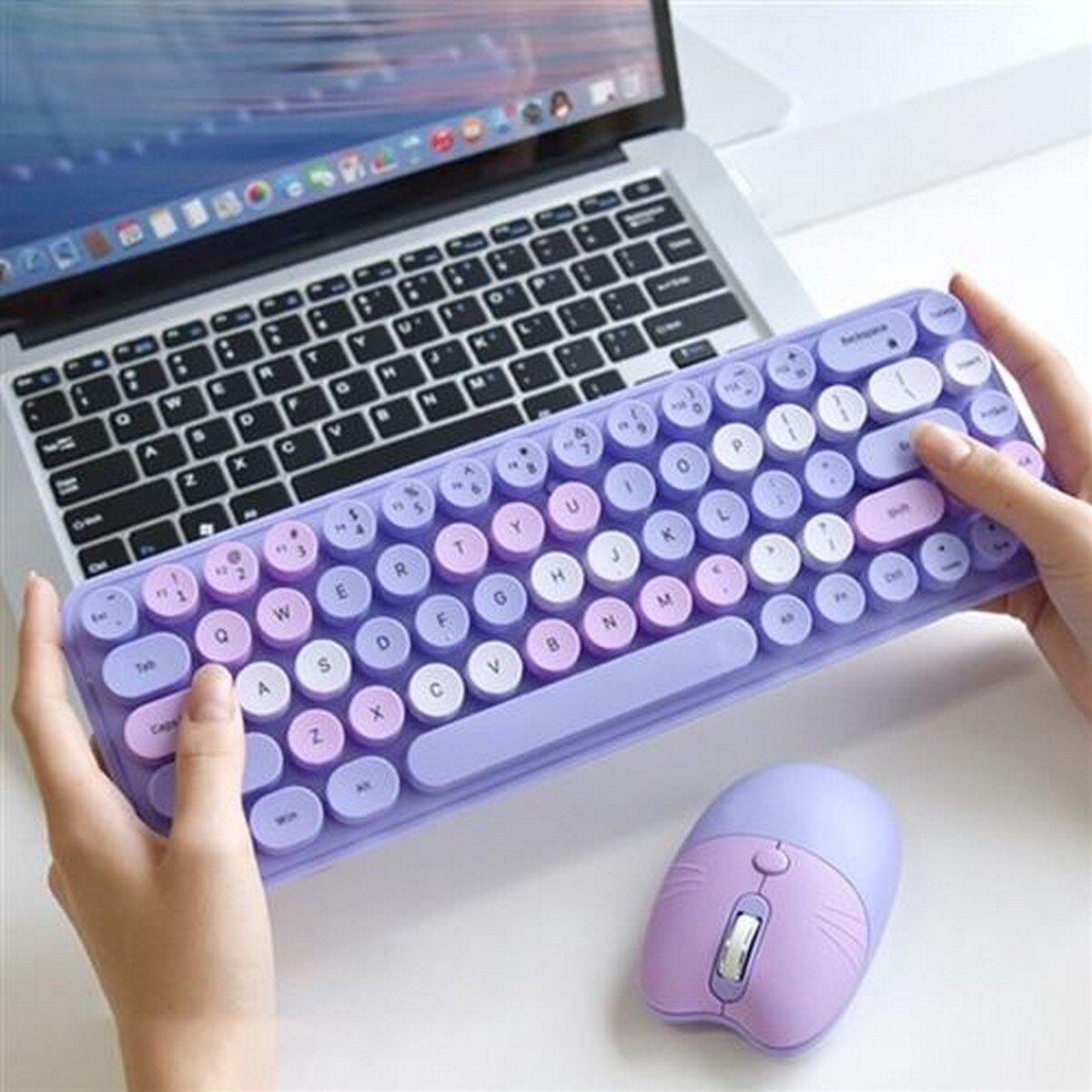 Teclado + Rato Wireless MK Plus StyleWriter Sparks TG8118SPARKS - Layout PT- Lilás 2
