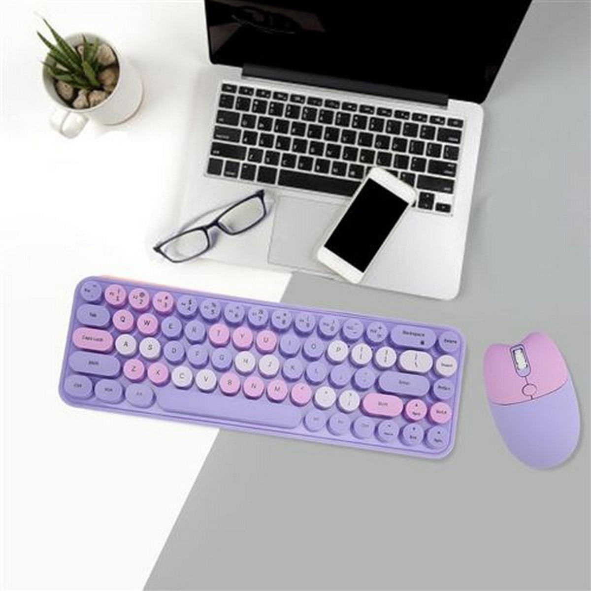 Teclado + Rato Wireless MK Plus StyleWriter Sparks TG8118SPARKS - Layout PT- Lilás 3