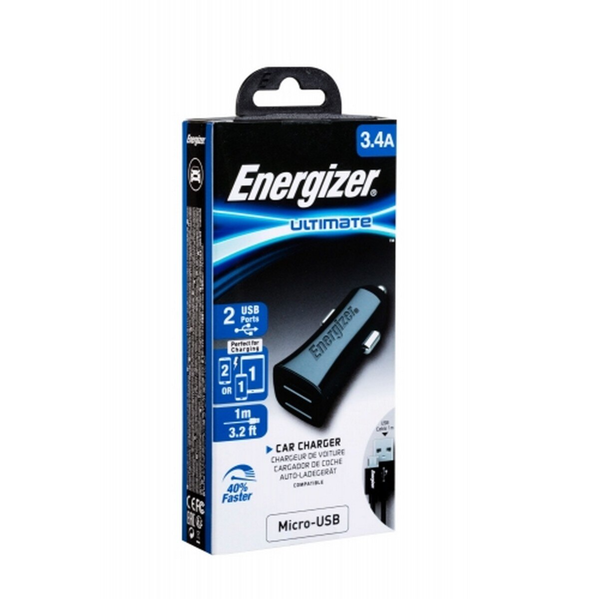 Carregador de Carro 3.4A / 2 USB-A + Cabo Micro-USB 4