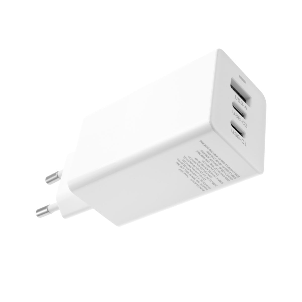 Carregador Viagem FIXED 65w GaN 2xUSB-C+USB - Branco 2