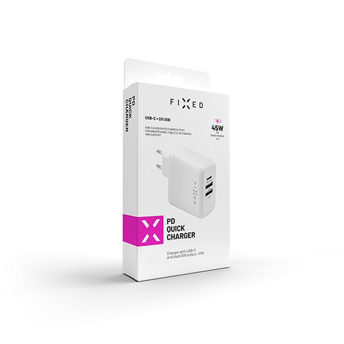 Carregador de Viagem USB-C , 2xUSB 45W Branco-4