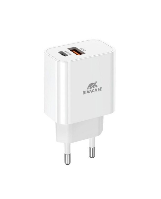 Imagem 0 de Carregador Rivacase PD20W + QC3.0, USB-A + USB-C  - Branco