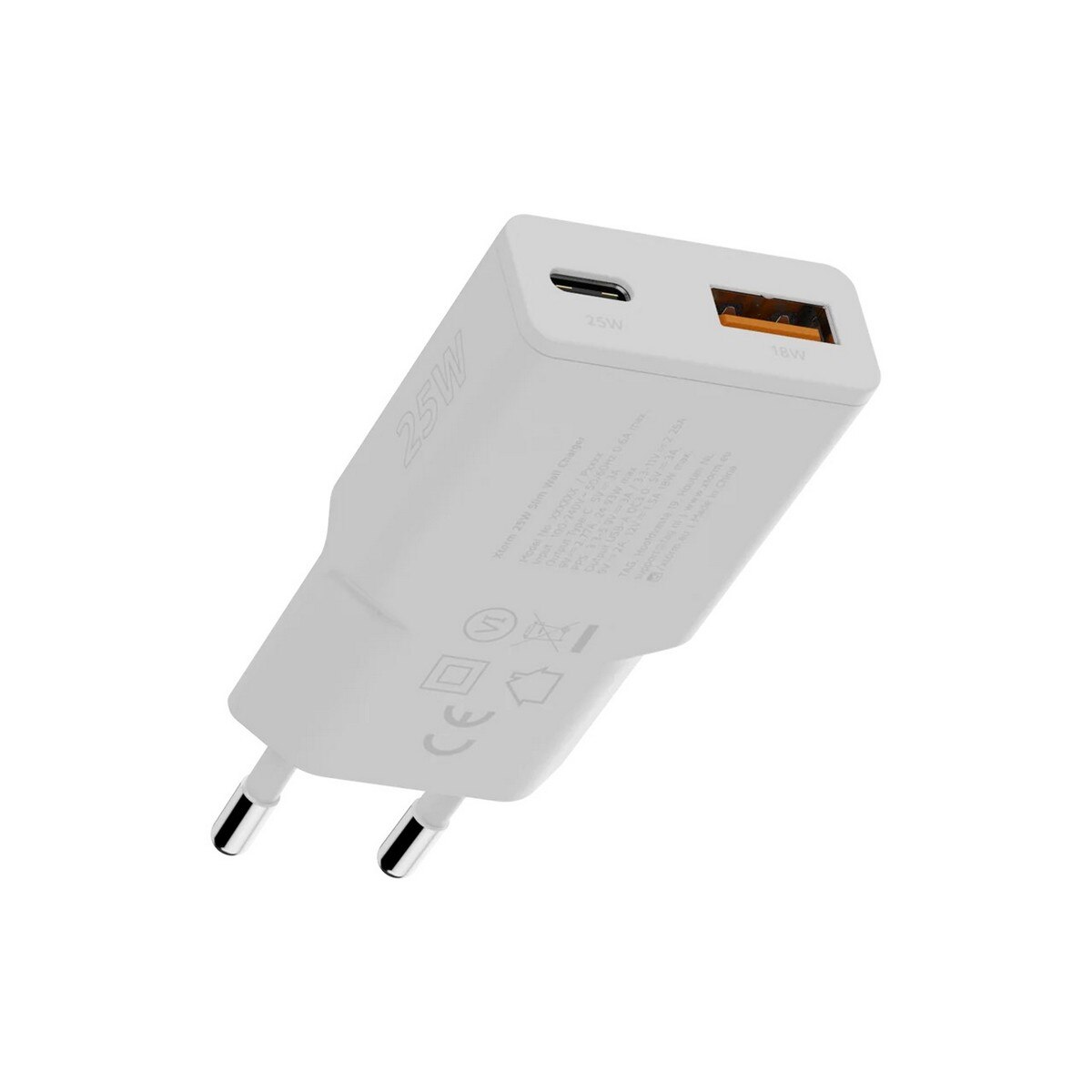Carregador Xtorm Go2 SlimLine 1x USB-C 25W + 1x USB-A 18W - Branco Branco-2