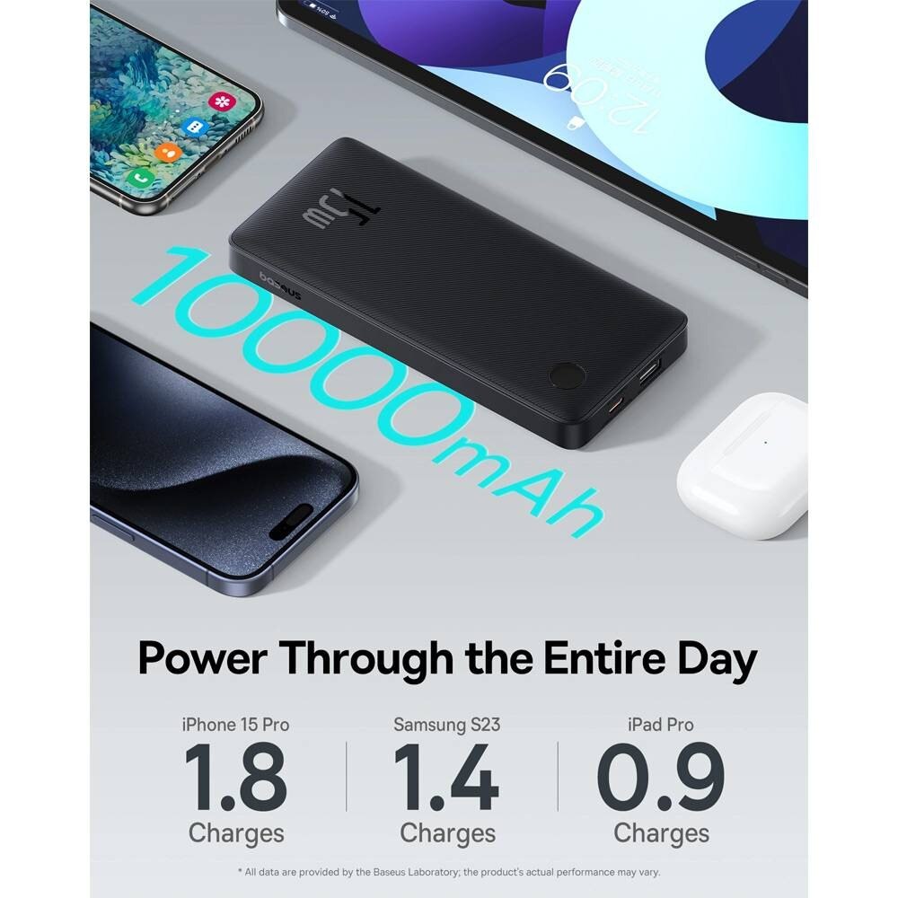 Powerbank Baseus Air Lite 10000mAh 15W Preto + Cabo USB-C 30cm Preto-3