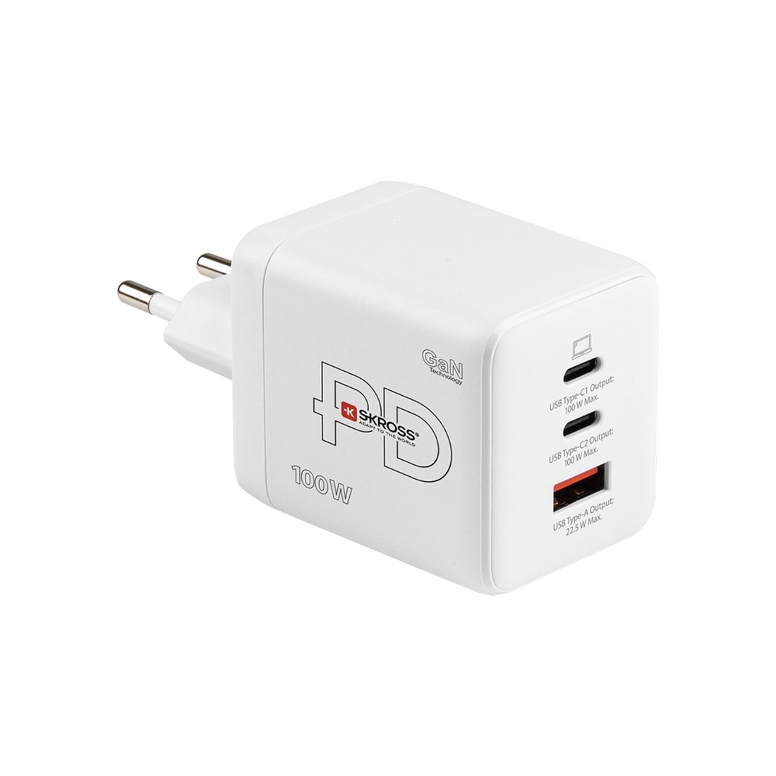 Adaptador Skross Power Charger 100W - 2x USB-C 100W + 1x USB-A 22.5W Branco-2