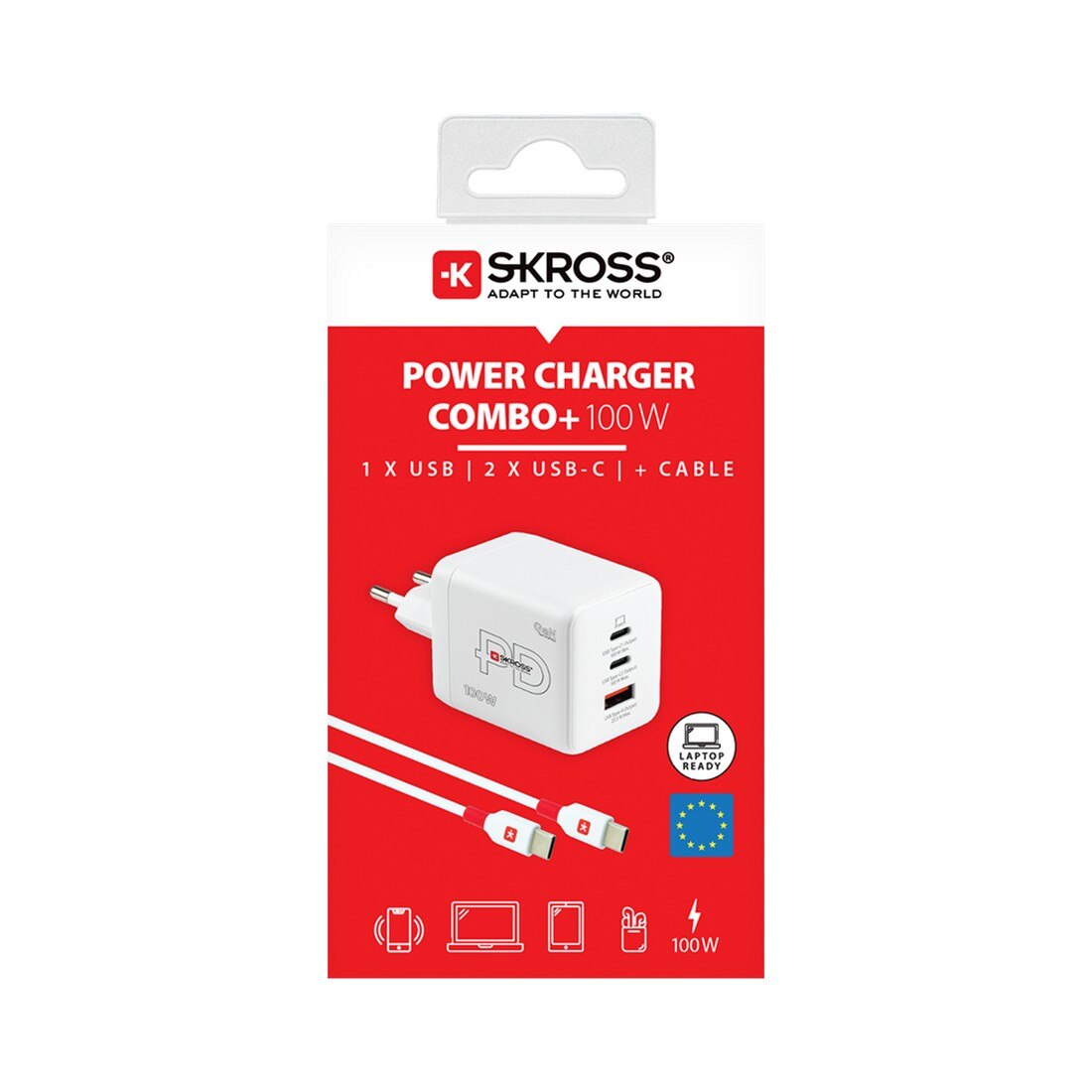 Adaptador Skross Power Charger 100W - 2x USB-C 100W + 1x USB-A 22.5W Branco-4