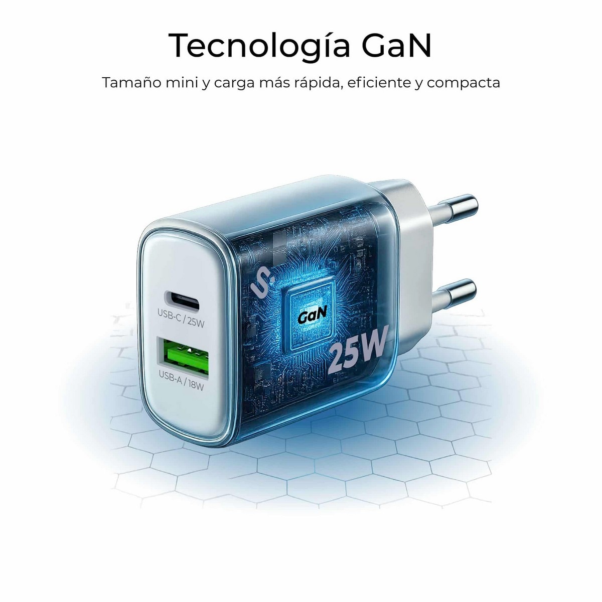 Carregador Subblim GaN 25W USB-C + USB-A Branco-2