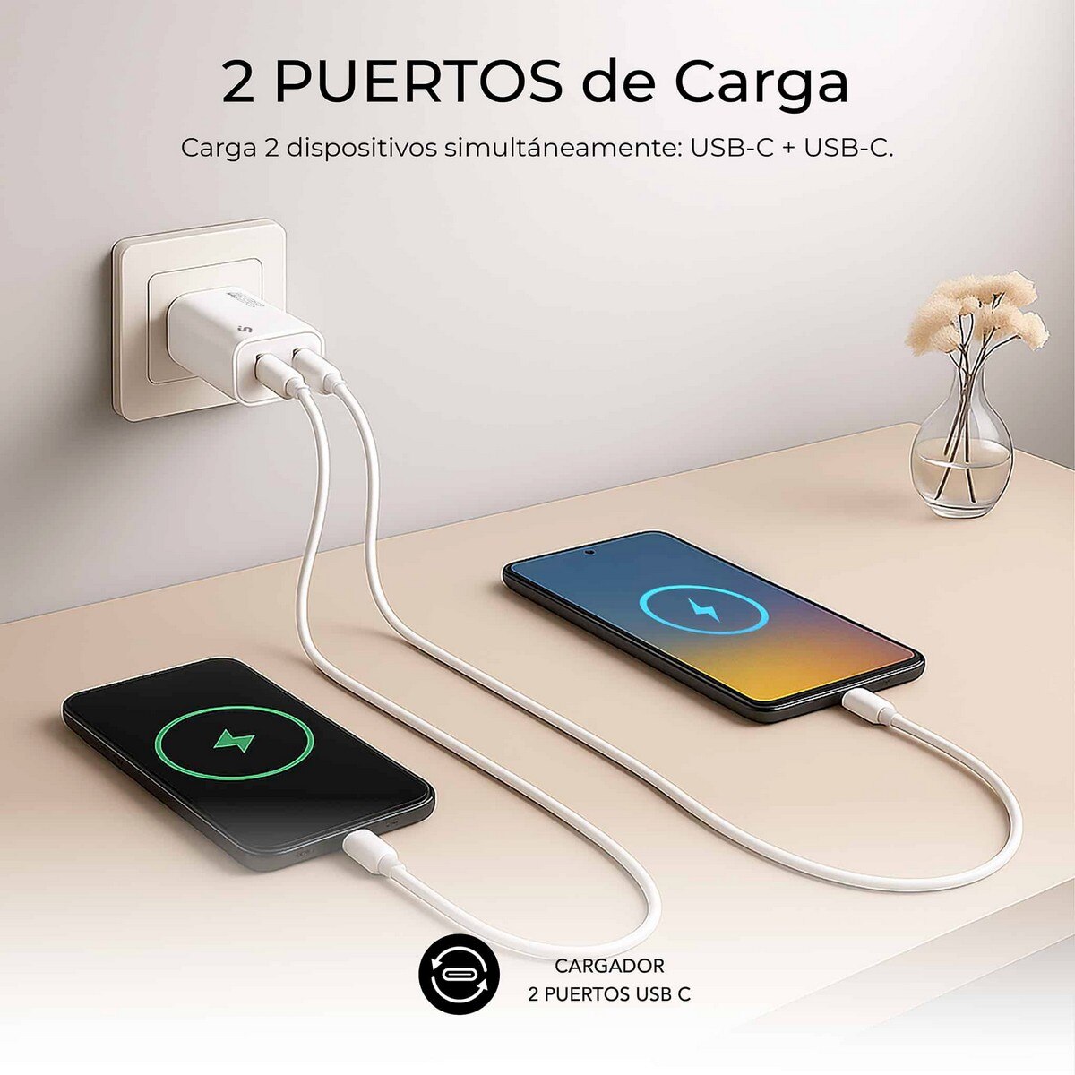 Carregador Subblim GaN 25W Dupla USB-C Branco-4