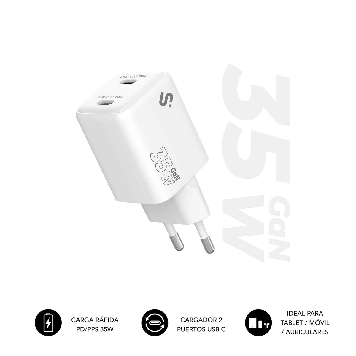 Imagem 0 de Carregador Subblim GaN 35W Dupla USB-C