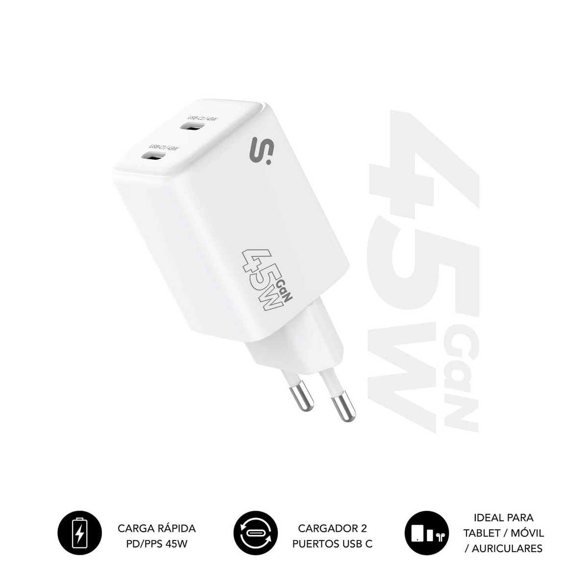 Imagem 0 de Carregador Subblim GaN 45W Dupla USB-C