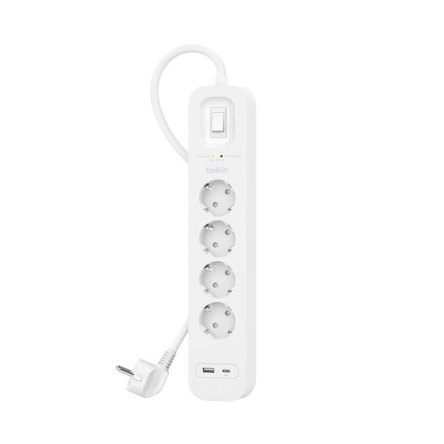 Imagem 0 de Extensão Belkin Proteção contra Sobretensão com 2 Portas USB - 4 Tomadas - 2M